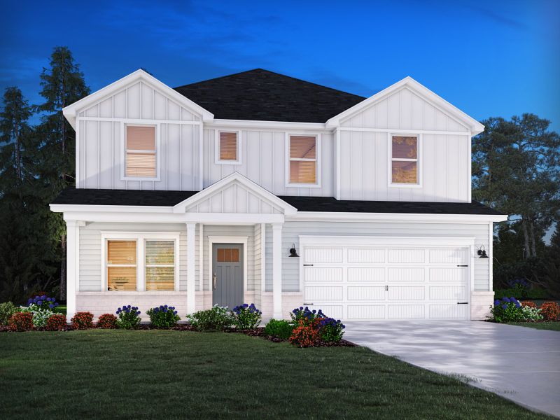 Front exterior of a new home in Waterside - Coastline Series, Longs, SC, highlighting curb appeal (Image 1). Front exterior of a new home in Waterside - Coastline Series, Longs, SC, highlighting curb appeal (Image 1).