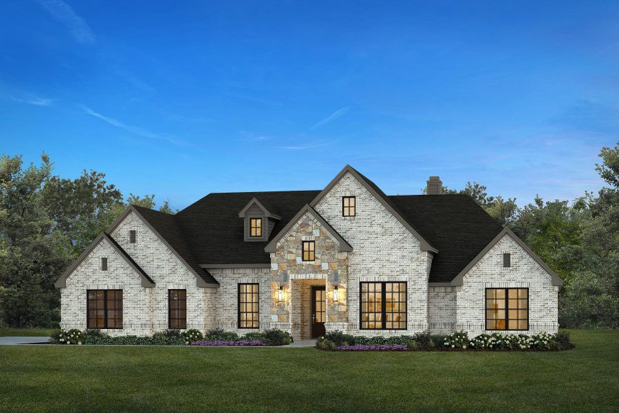 Representative exterior photo of a completed home built from the The Lubbock by Kenmark Homes in Cotten Creek, Azle, TX (Image 2). Representative exterior photo of a completed home built from the The Lubbock by Kenmark Homes in Cotten Creek, Azle, TX (Image 2).