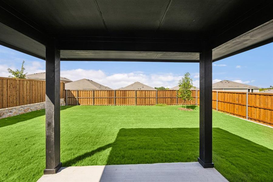 Exterior details and patio area of a home in Aspire at Noble Ridge, Howe (Image 2).