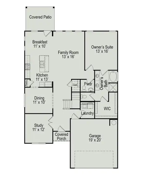 2D floor plan layout of this home in Fulshear Lakes, Fulshear, TX (Image 3).