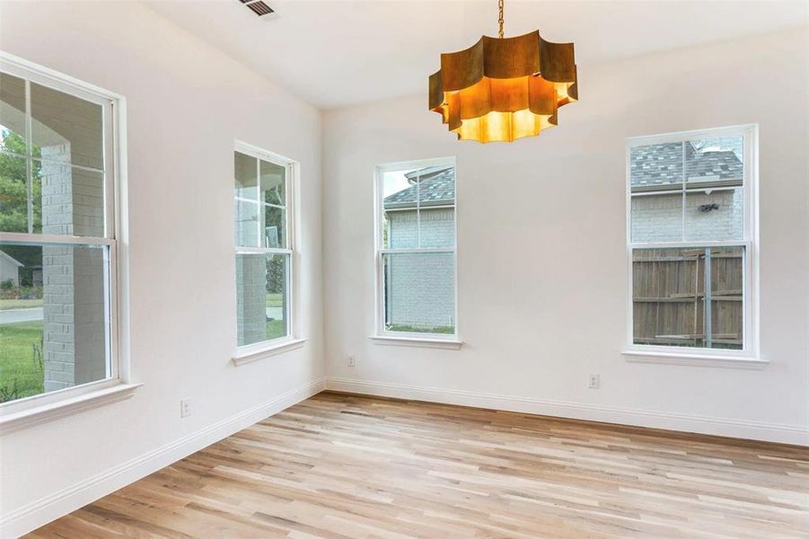 Empty room featuring light wood-style floors and plenty of natural light