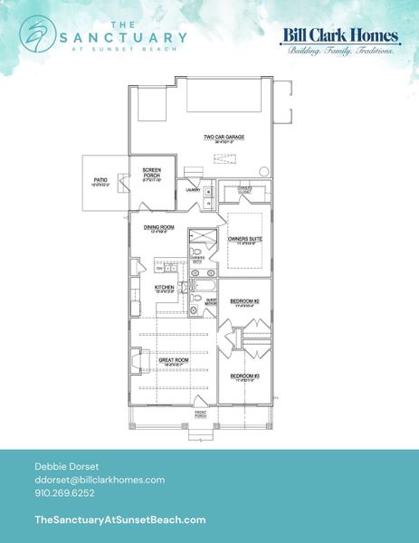 2D floor plan layout of this home in The Sanctuary at Sunset Beach, Sunset Beach, NC (Image 4).