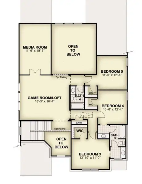 2D floor plan layout for the Courage by Rockwell Homes in Wildflower Ranch, Fort Worth, TX (Image 8). 2D floor plan layout for the Courage by Rockwell Homes in Wildflower Ranch, Fort Worth, TX (Image 8).