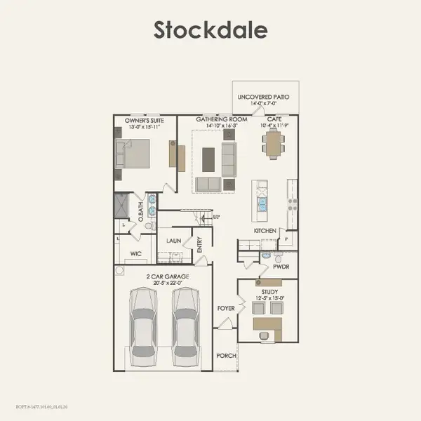 2D floor plan layout for the Stockdale by Centex in Cottonwood Creek, Howe, TX (Image 3).