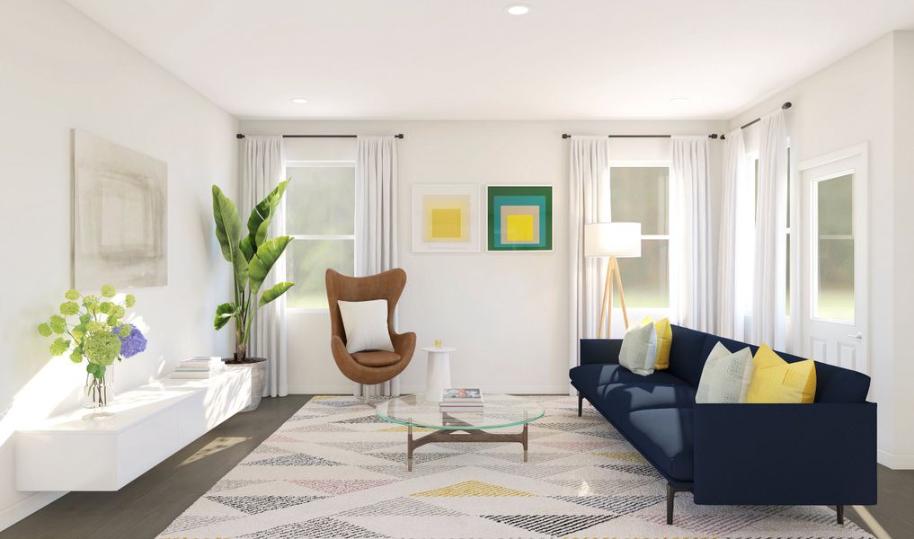 Great room with tile flooring Great room with tile flooring