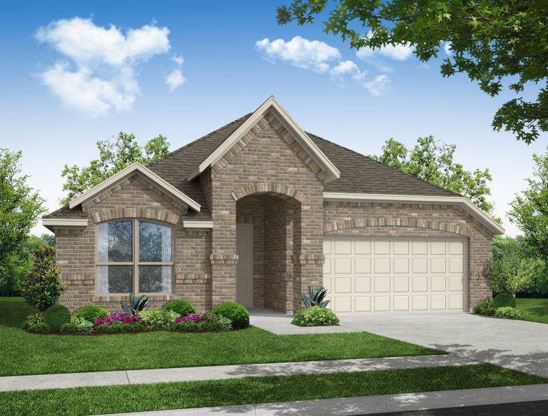 Representative exterior photo of a completed home built from the Canterbury by Impression Homes in Mercer Meadows, Royse City, TX (Image 6). Representative exterior photo of a completed home built from the Canterbury by Impression Homes in Mercer Meadows, Royse City, TX (Image 6).