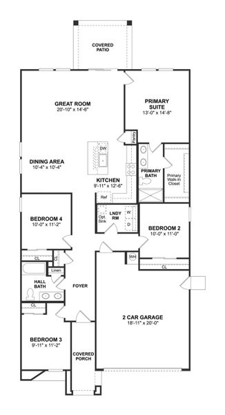 2D floor plan layout for the Godavari by K. Hovnanian® Homes in Monroe Ranch, Buckeye, AZ (Image 4).