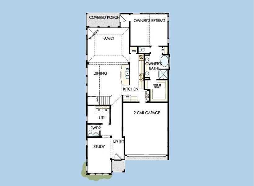 2D floor plan layout for the The Schofield by David Weekley Homes in Landmark, Denton, TX (Image 5).