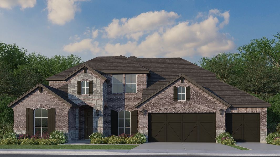 Plan 1686 Elevation B with Stone & 3 Car Garage Plan 1686 Elevation B with Stone & 3 Car Garage