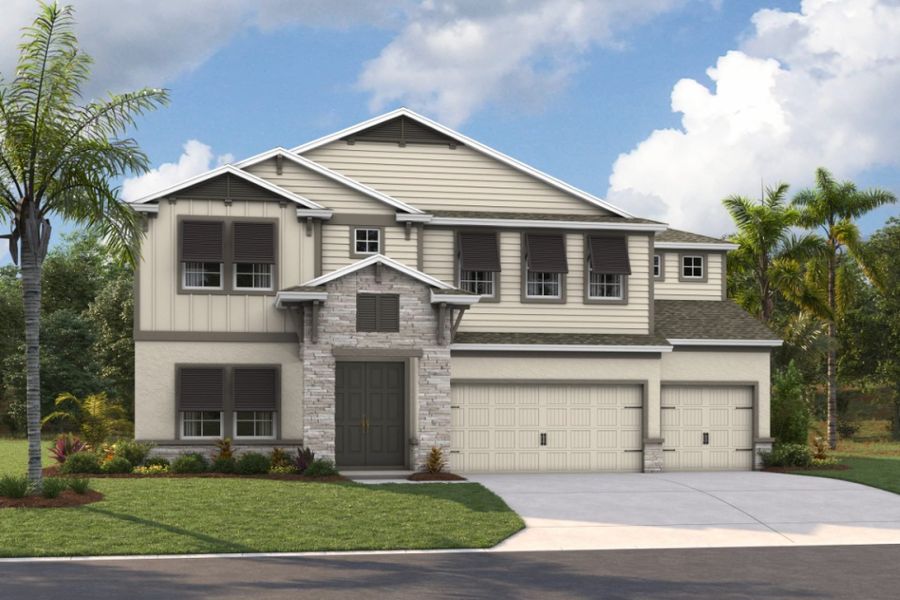 Representative exterior photo of a completed home built from the Westshore II by Homes by WestBay in Pasadena Woods, Wesley Chapel, FL (Image 2).