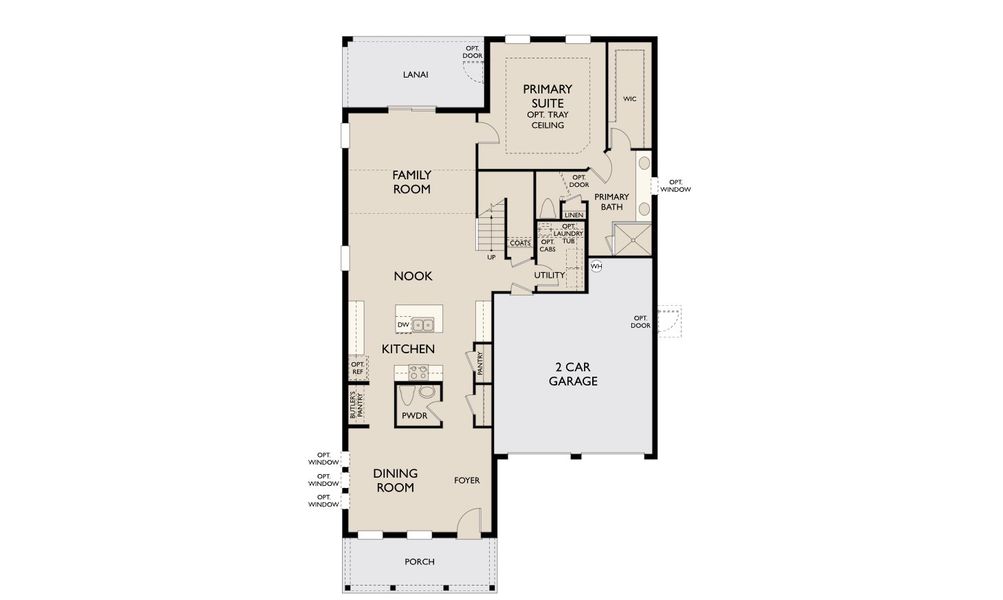 2D floor plan layout for the Tuttle by Ashton Woods in Lake Cawood Cove, Windermere, FL (Image 4).