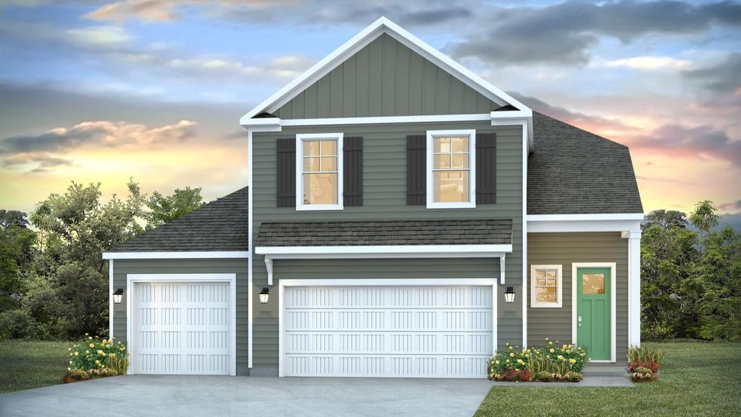 Representative exterior photo of a completed home built from the Wren by D.R. Horton in Sidbury Station, Castle Hayne, NC (Image 22).