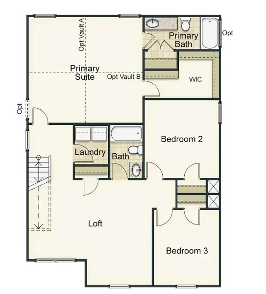 2D floor plan layout for the Southport by Keystone Homes NC in The Wilcox, Greensboro, NC (Image 3).