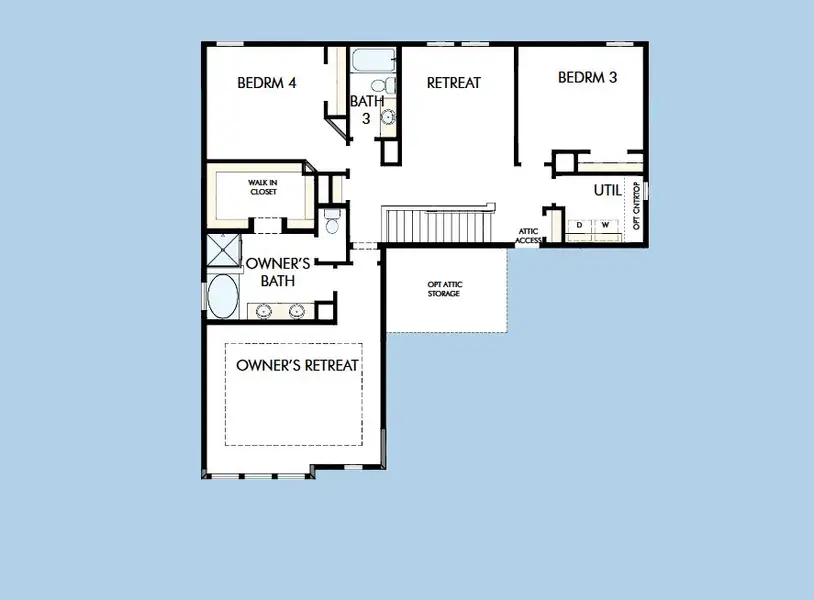 2D floor plan layout for the The Newell by David Weekley Homes in Whitley Preserve – Enclave Collection, Mint Hill, NC (Image 5).