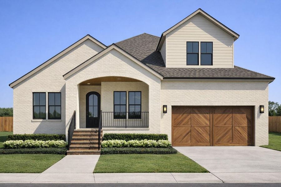 Front exterior of a new home in , Houston, TX, highlighting curb appeal (Image 1). Front exterior of a new home in , Houston, TX, highlighting curb appeal (Image 1).