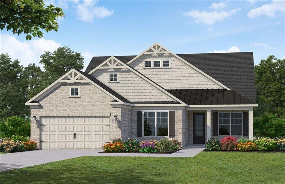 Front exterior of a new home in Soleil Summit Chase, Snellville, GA, highlighting curb appeal (Image 26).