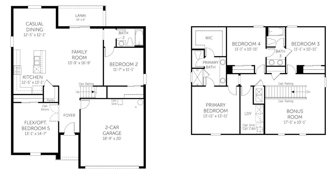 2D floor plan layout for the Winston - 50' Homesites by Dream Finders Homes in Reserve at Hammock Oaks, Lady Lake, FL (Image 3).