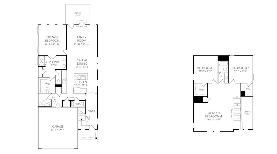 2D floor plan layout for the Birmingham - 19271 by Dream Finders Homes in Cypress Valley, Moncks Corner, SC (Image 2). 2D floor plan layout for the Birmingham - 19271 by Dream Finders Homes in Cypress Valley, Moncks Corner, SC (Image 2).