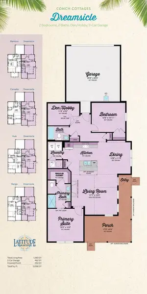 2D floor plan layout for the Dreamsicle by Minto Communities in Latitude Margaritaville Watersound, Panama City Beach, FL (Image 3).
