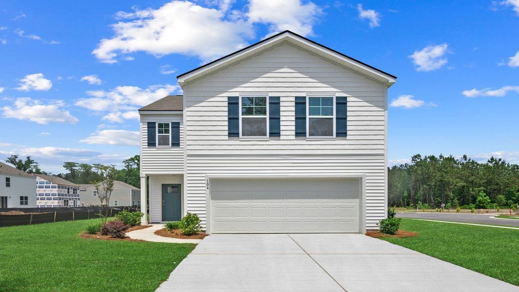 Representative exterior photo of a completed home built from the ELSTON by D.R. Horton in Rice Hope, Port Wentworth, GA (Image 1).