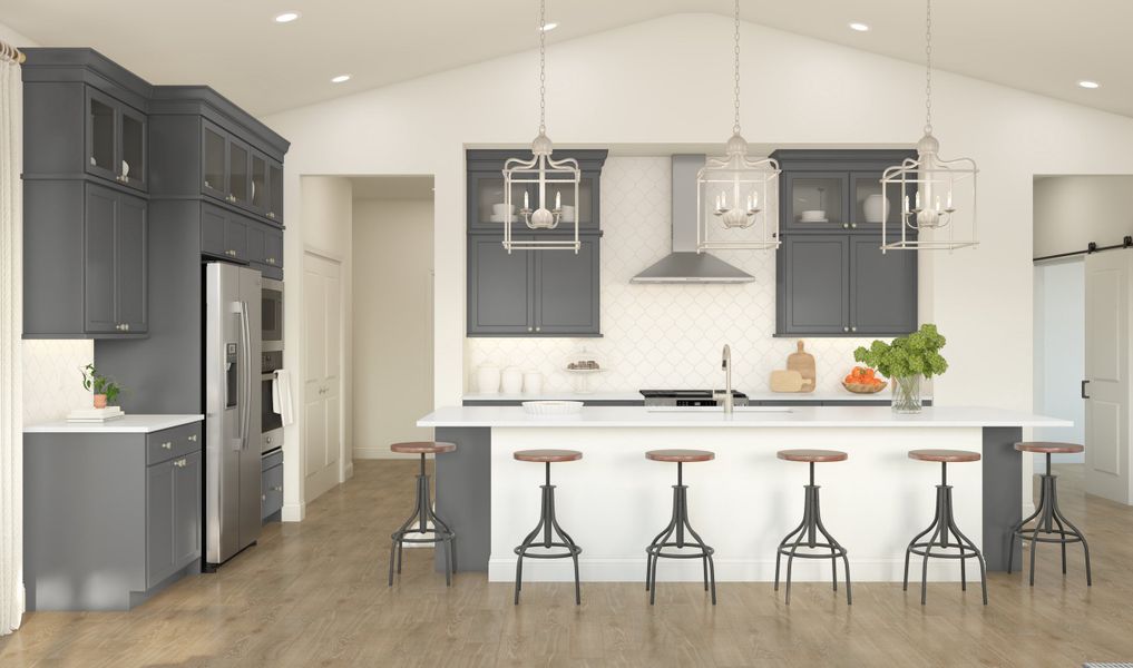 Kitchen with pendant lighting