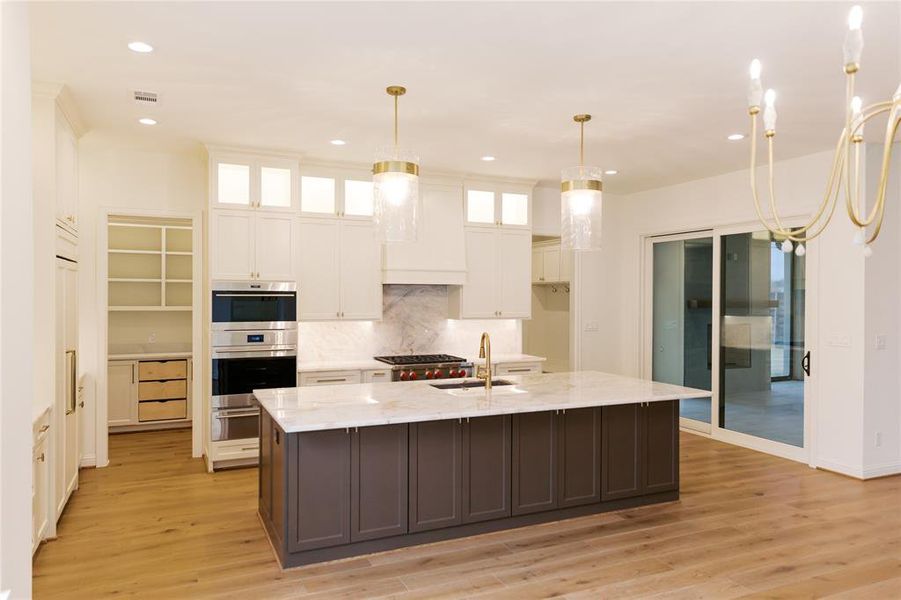 large open kitchen with oversized island