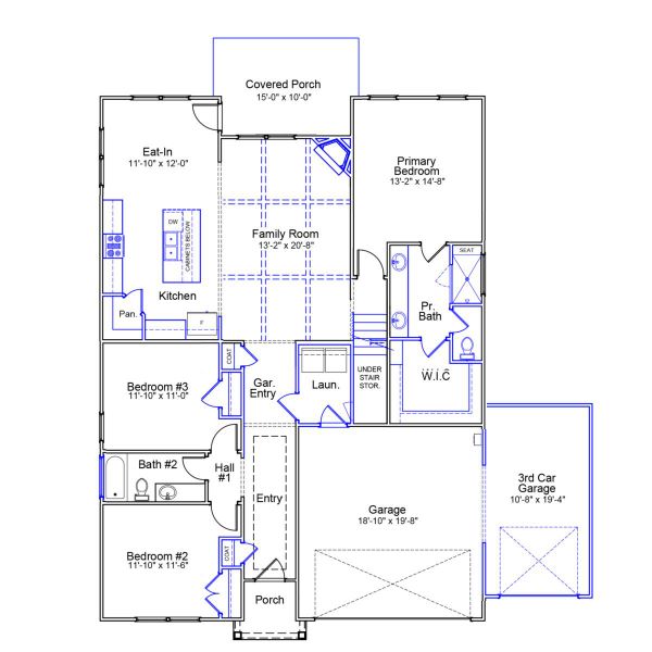 2D floor plan layout of this home in Indigo at Abbey Preserve, Wilmington, NC (Image 3).