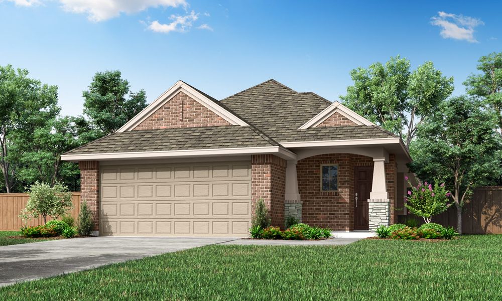 Representative exterior photo of a completed home built from the Corrigan by Pacesetter Homes in The Reserve at Spiritas Ranch, Little Elm, TX (Image 2). Representative exterior photo of a completed home built from the Corrigan by Pacesetter Homes in The Reserve at Spiritas Ranch, Little Elm, TX (Image 2).