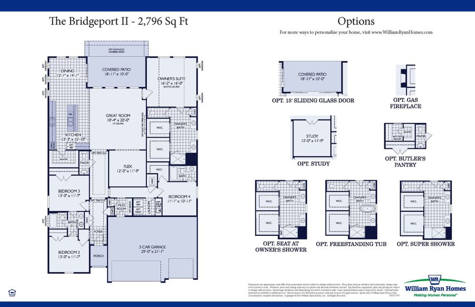 2D floor plan layout for the The Bridgeport II by William Ryan Homes in Ten Mile Creek, Celina, TX (Image 3). 2D floor plan layout for the The Bridgeport II by William Ryan Homes in Ten Mile Creek, Celina, TX (Image 3).