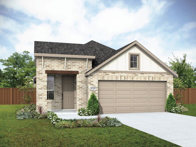 2D floor plan layout for the Horizon. by DRB Homes in Prominence, San Antonio, TX (Image 28).