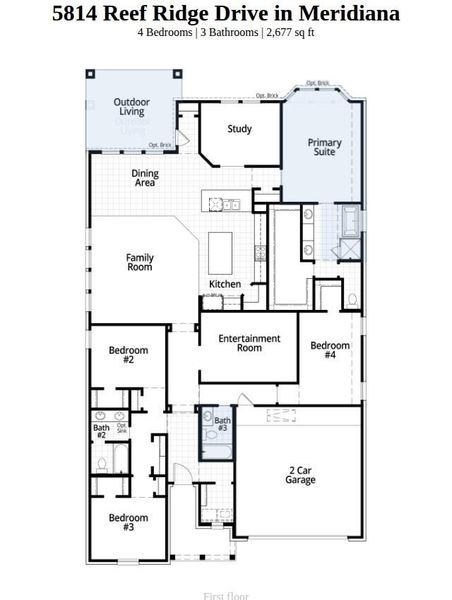 2D floor plan layout of this home in Meridiana, Manvel, TX (Image 3).