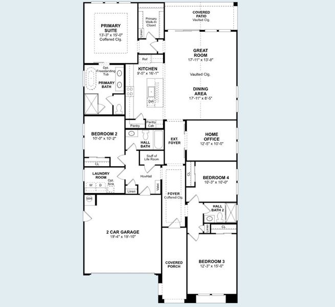 2D floor plan layout of this home in Edgewood, San Tan Valley, AZ (Image 3).