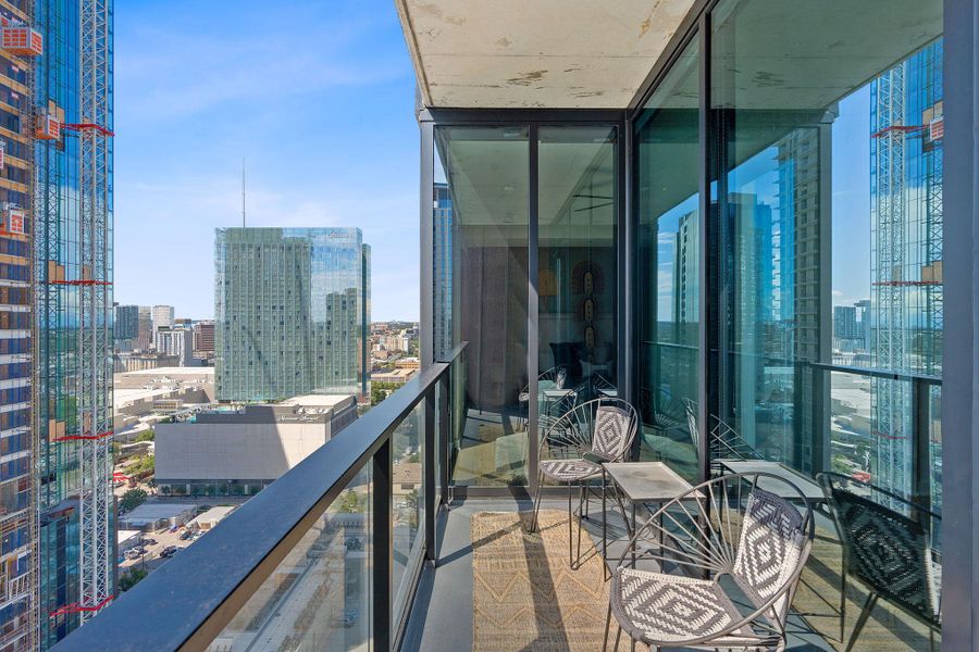 Representative Photo. Enjoy the West view overlooking downtown Austin and Lady Bird Lake from the private balcony