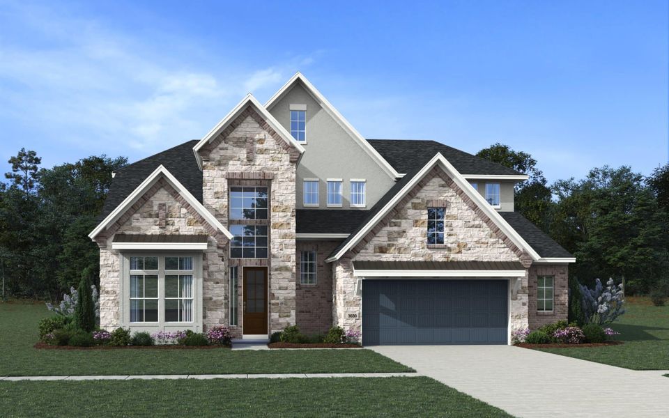 Representative exterior photo of a completed home built from the Cornell – 60′ Lot by Chesmar Homes in Lakes of Cane Island, Katy, TX (Image 15).