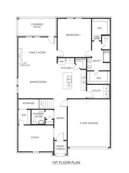 2D floor plan layout for the Perry by D.R. Horton in Prairie Oaks, Oak Point, TX (Image 3).