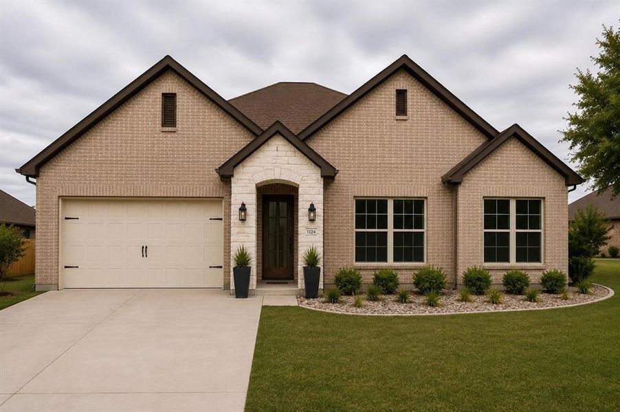 Front exterior of a new home in , Sherman, TX, highlighting curb appeal (Image 23). Front exterior of a new home in , Sherman, TX, highlighting curb appeal (Image 23).