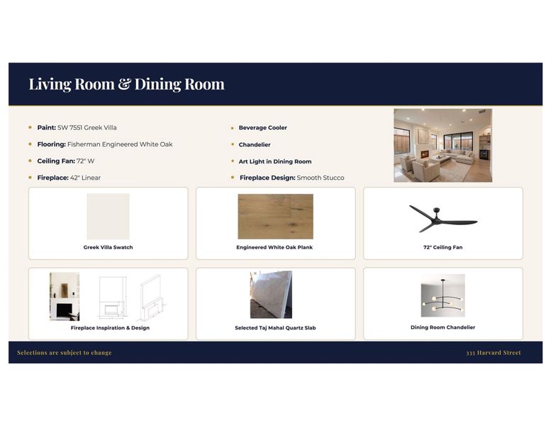 Living Room and Dining Area Selections