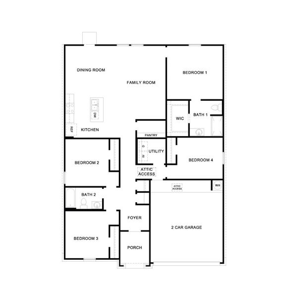2D floor plan layout for the The Austin by D.R. Horton in Carillon, Manor, TX (Image 3).
