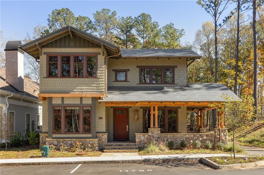 Front exterior of a new home in , Chattahoochee Hills, GA, highlighting curb appeal (Image 28). Front exterior of a new home in , Chattahoochee Hills, GA, highlighting curb appeal (Image 28).