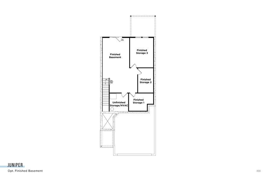 2D floor plan layout for the Juniper by DRB Homes in Station Pointe Phase 2, Angier, NC (Image 3).