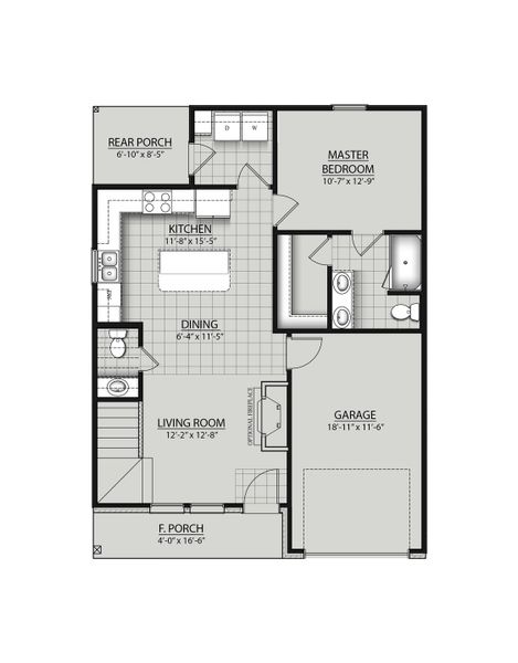 2D floor plan layout for the Leland II H by DSLD Homes in Hickory Cove, Burns, TN (Image 2).
