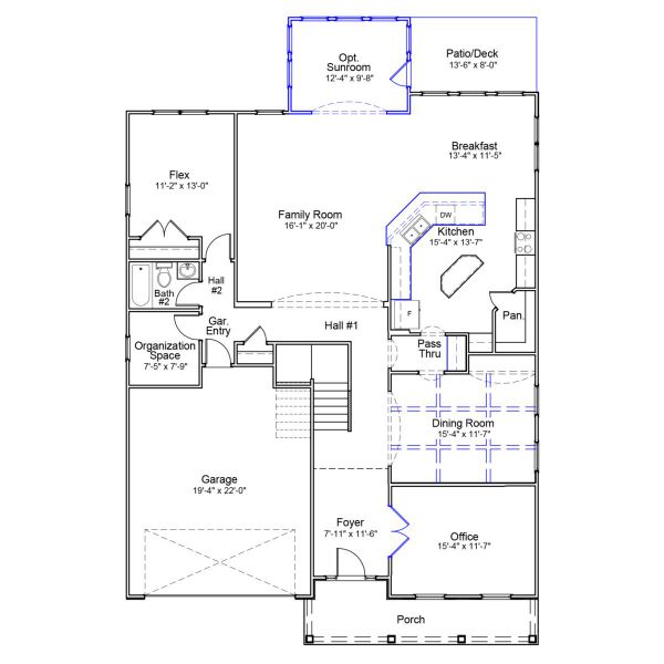 2D floor plan layout of this home in Georgias Landing, Raleigh, NC (Image 3).