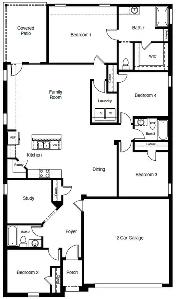 2D floor plan layout of this home in Rosewood at Beltmill, Fort Worth, TX (Image 4).