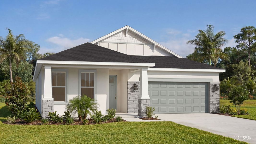 Representative exterior photo of a completed home built from the Acacia by DRB Homes in Beacon Park, Hudson, FL (Image 18).