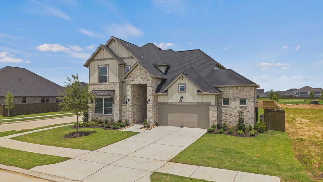 Front exterior of a new home in Attwater 65's, Waller, TX, highlighting curb appeal (Image 18). Front exterior of a new home in Attwater 65's, Waller, TX, highlighting curb appeal (Image 18).