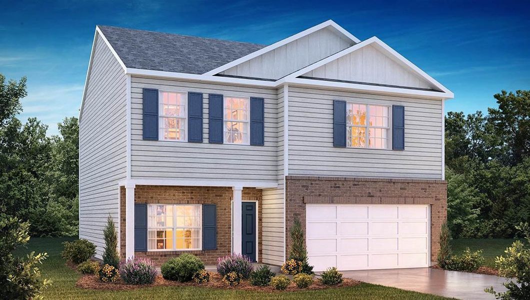 Front exterior of a new home in Mount Hope Estates, Winston-Salem, NC, highlighting curb appeal (Image 1).