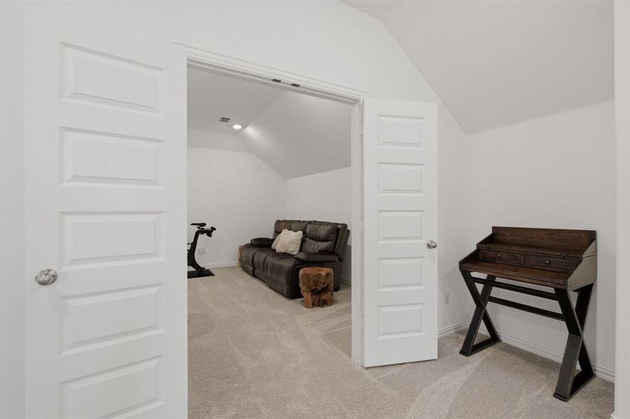 Flexible upstairs space ideal for a playroom, game room, media area, or study zone. This layout gives buyers the extra living space new construction shoppers are looking for.