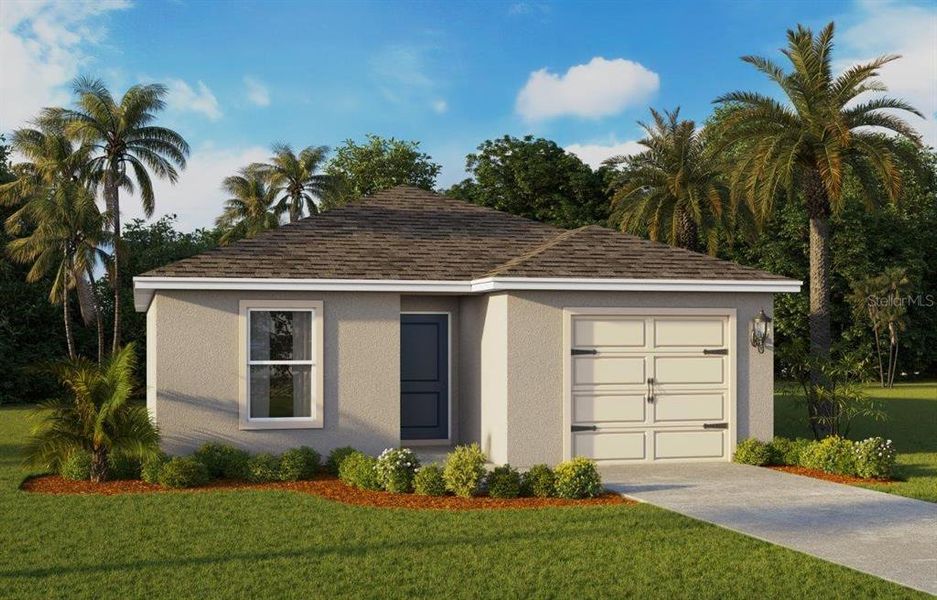 Front exterior of a new home in Leoma's Landing, Lake Wales, FL, highlighting curb appeal (Image 1).