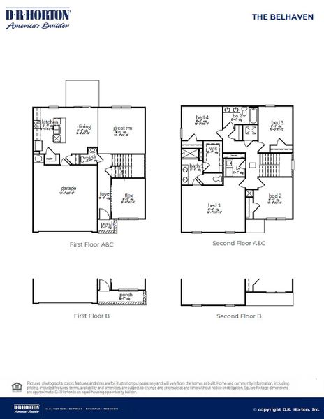 2D floor plan layout for the BELHAVEN by D.R. Horton in Pineview North, Summerville, SC (Image 3). 2D floor plan layout for the BELHAVEN by D.R. Horton in Pineview North, Summerville, SC (Image 3).