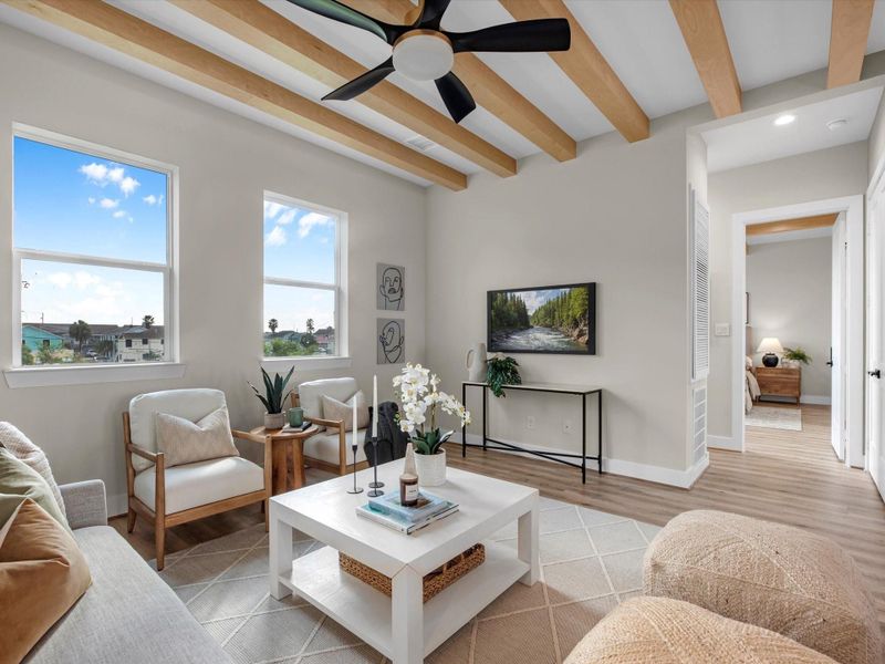 Feast your eyes on the exquisite wood beam accents and the sleek double- panedwindows, leading the way to the luxurious primary bedroom. Every detail has been thoughtfully craftedto enhance both beauty and comfort. Feast your eyes on the exquisite wood beam accents and the sleek double- panedwindows, leading the way to the luxurious primary bedroom. Every detail has been thoughtfully craftedto enhance both beauty and comfort.